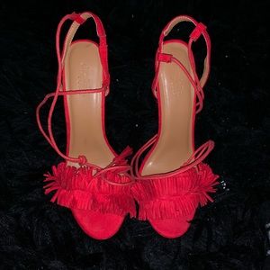 Red Fringe Charlotte Russe Strappy Heels